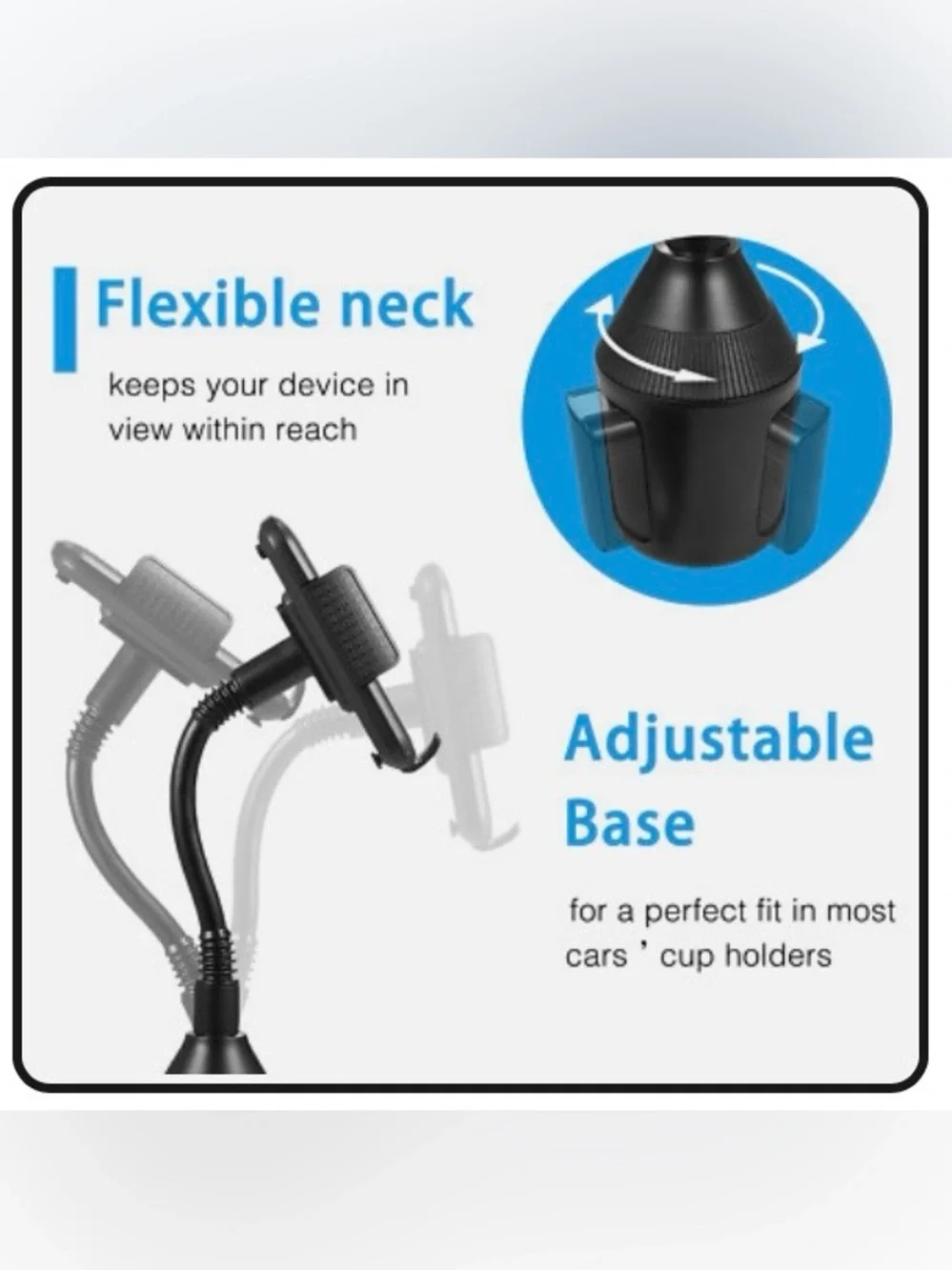 Universal Black 360° Heavy Duty Rotatable Car Cup Phone Holder Goose Neck NWOT